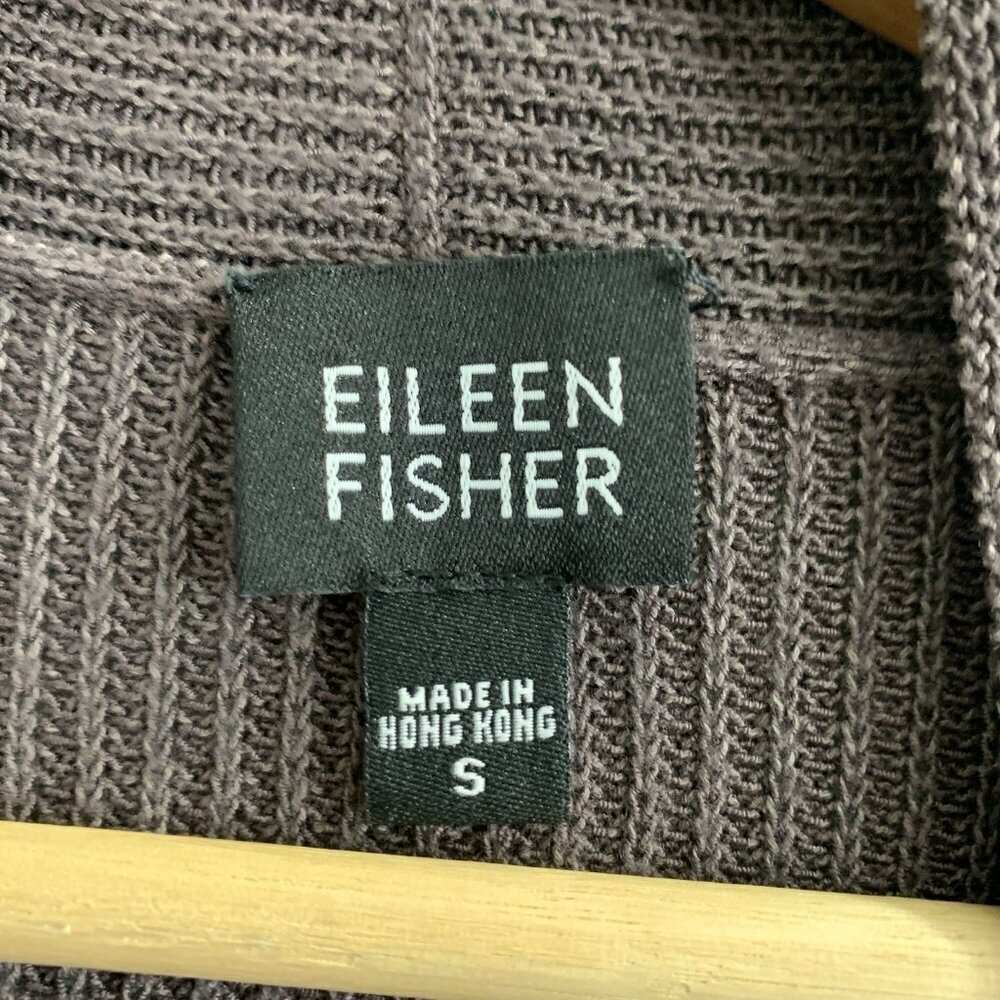 Eileen Fisher Cardigan Womens Small Brown Casual Open Front Knit Minimalist Wrap - Picture 5 of 8